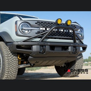 Ford Bronco Bull Bar - Front - Factory Bumper - ZROADZ - Prerunner Bar - 4in Round Amber LED